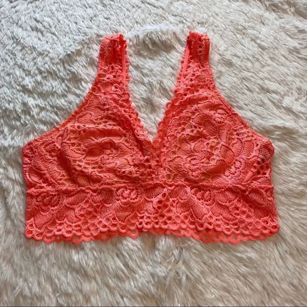 Aerie Coral Pink Lacy Bralette